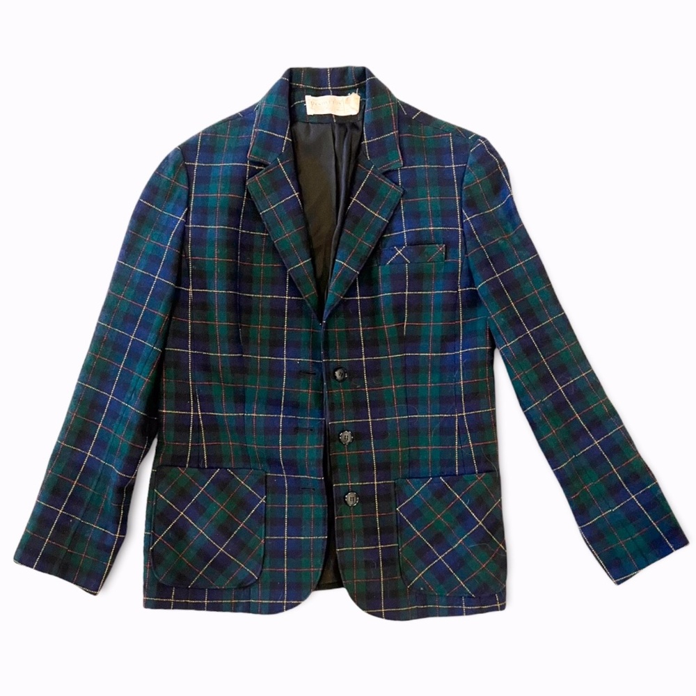 Vintage Pendleton Plaid Tartan Blazer Suit Jacket Pure Wool Sz 10